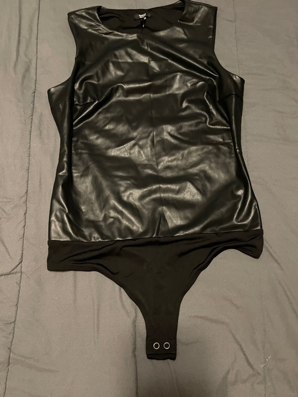 Express Black Faux Leather Sleeveless Bodysuit